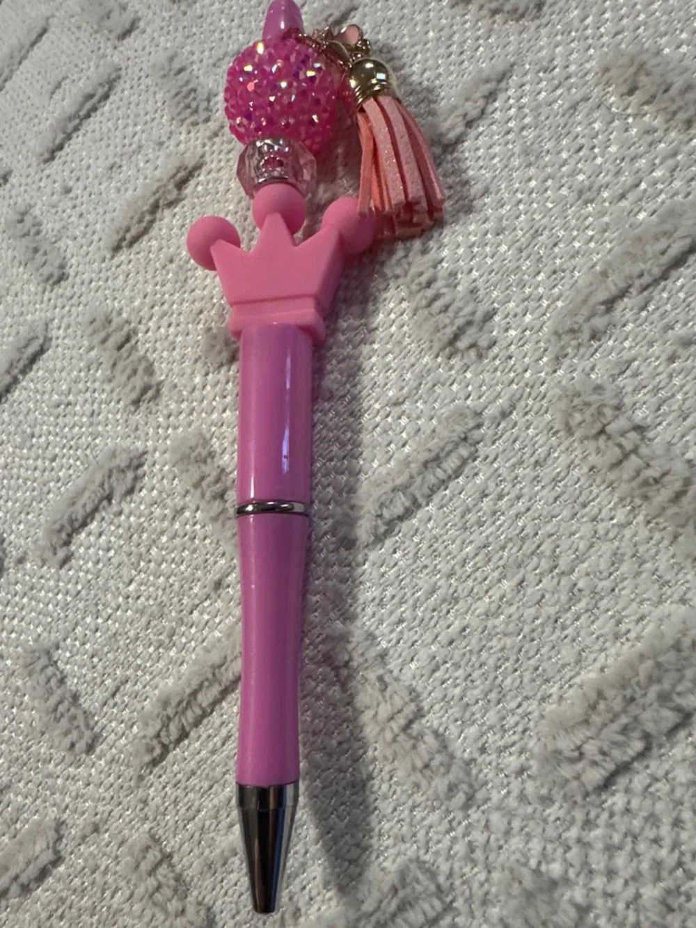 Pink Crown Tassel Ballpoint Pen – Decorative Writing Accessory